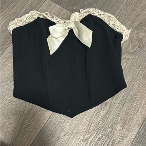 SHEIN Black Top with Lace Detail